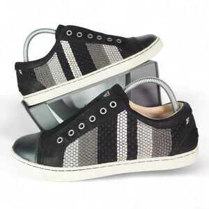 UGG Jemma Woven Casual Leather Slip-on Sneakers Black / Grey 1011220 Women's 9.5